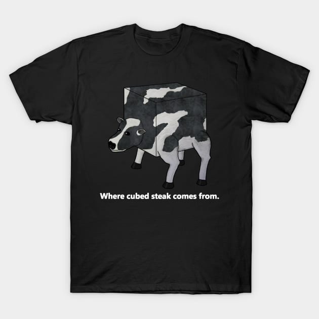 Cubed Steak (Dark version) T-Shirt by BadPuns